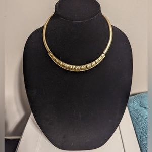 Chico’s Goldtone Hammered Collar Choker Necklace